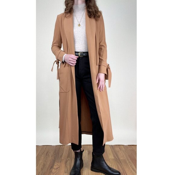 Anthropologie Amanda Uprichard Long Duster Trench Peacoat Old Money Quiet Luxury - Picture 8 of 8